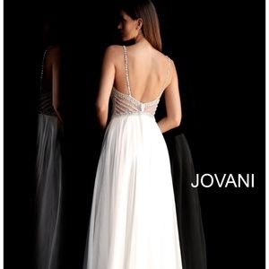 Jovani 66925A off white beaded dress